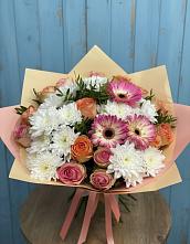 Букет цветов из:  Розы, Герберы и Хризантемы в Мисайлово