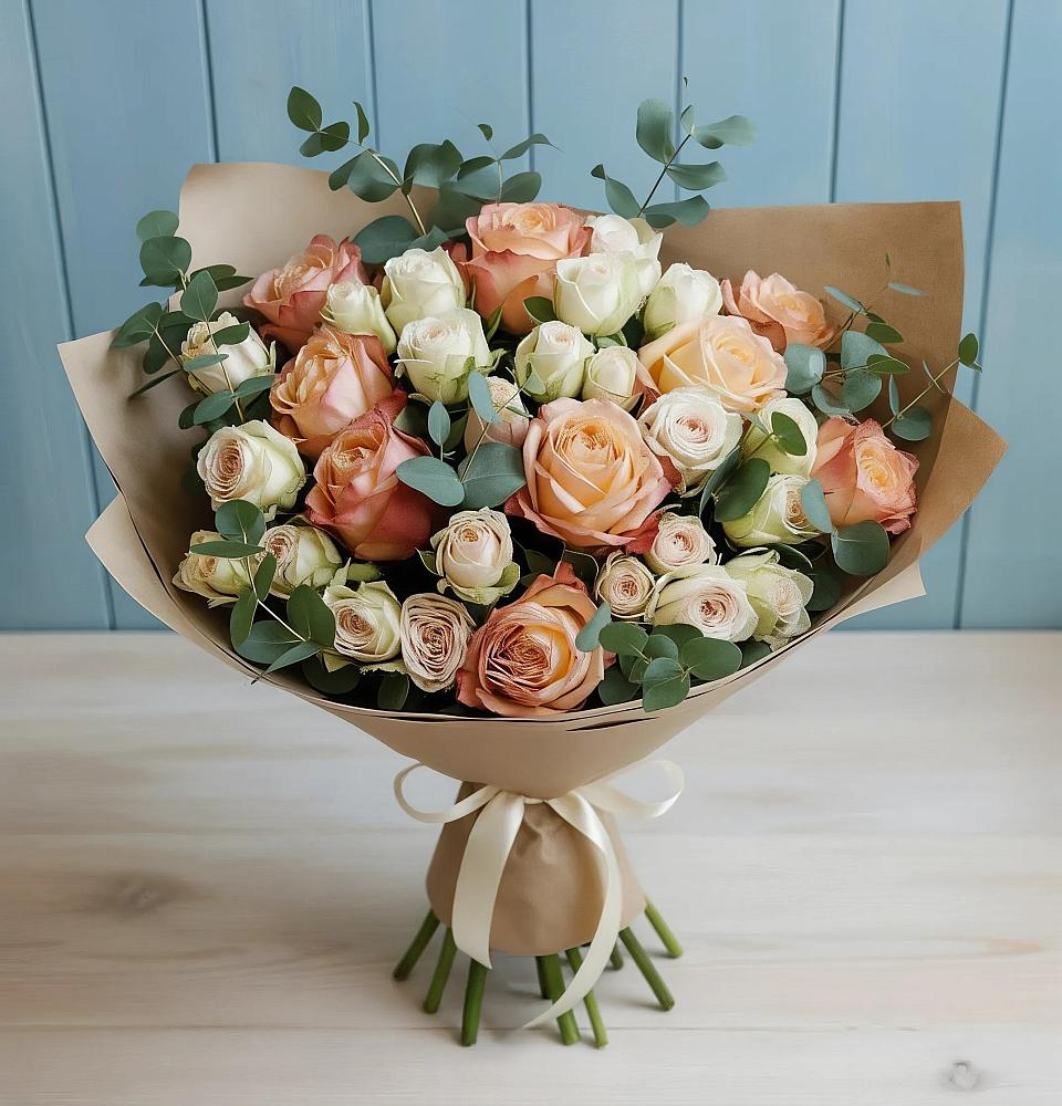 Букет цветов из: Альстромерии и Розы в Мисайлово