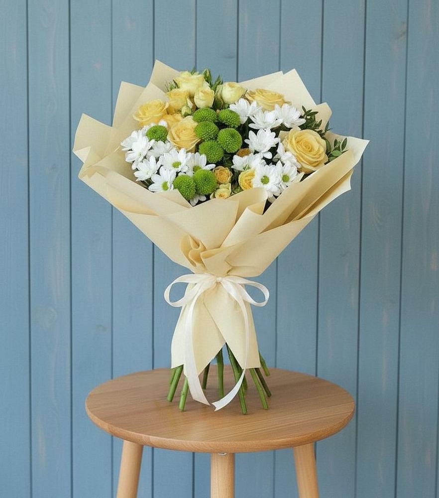 Букет цветов из: Хризантемы и Розы в Мисайлово