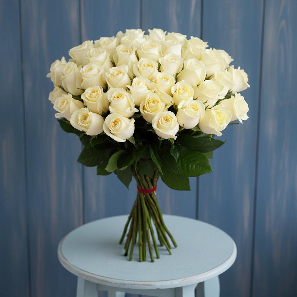 Букет 51 Белая роза Эдлесс Лав в Мисайлово