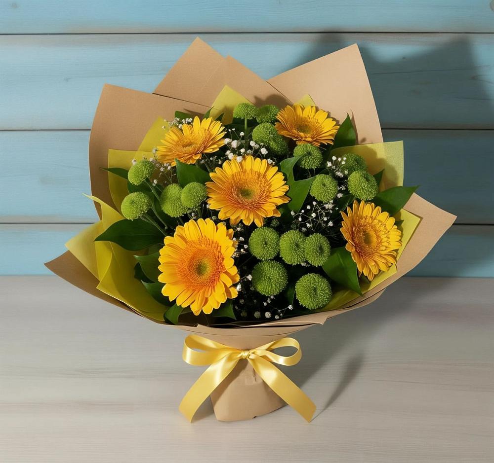 Букет цветов из: Герберы и Хризантемы в Мисайлово