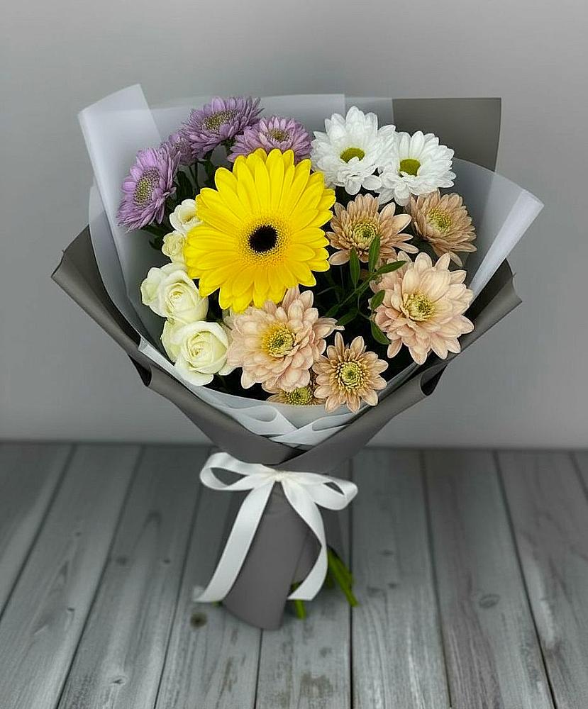Букет цветов из: Розы, Герберы и Хризантемы в Мисайлово