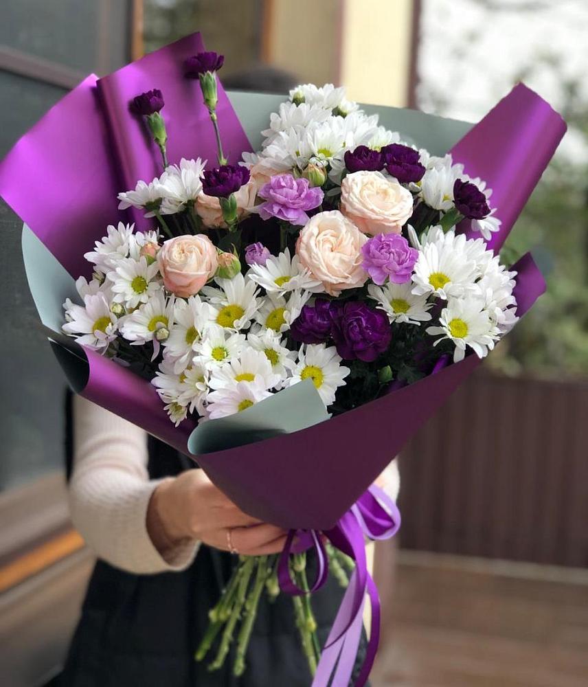 Букет цветов из: Хризантемы, Гвоздики и Розы в Мисайлово