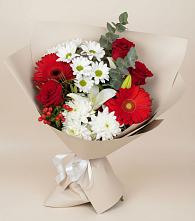 Букет цветов из:  Розы, Хризантемы, Герберы и Лилии в Мисайлово