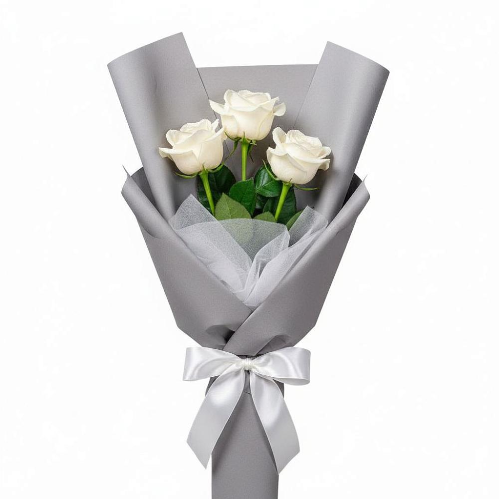 Букет 3 белые розы в Мисайлово