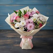 Букет цветов из:  Хризантемы, Альстромерии и Розы в Мисайлово