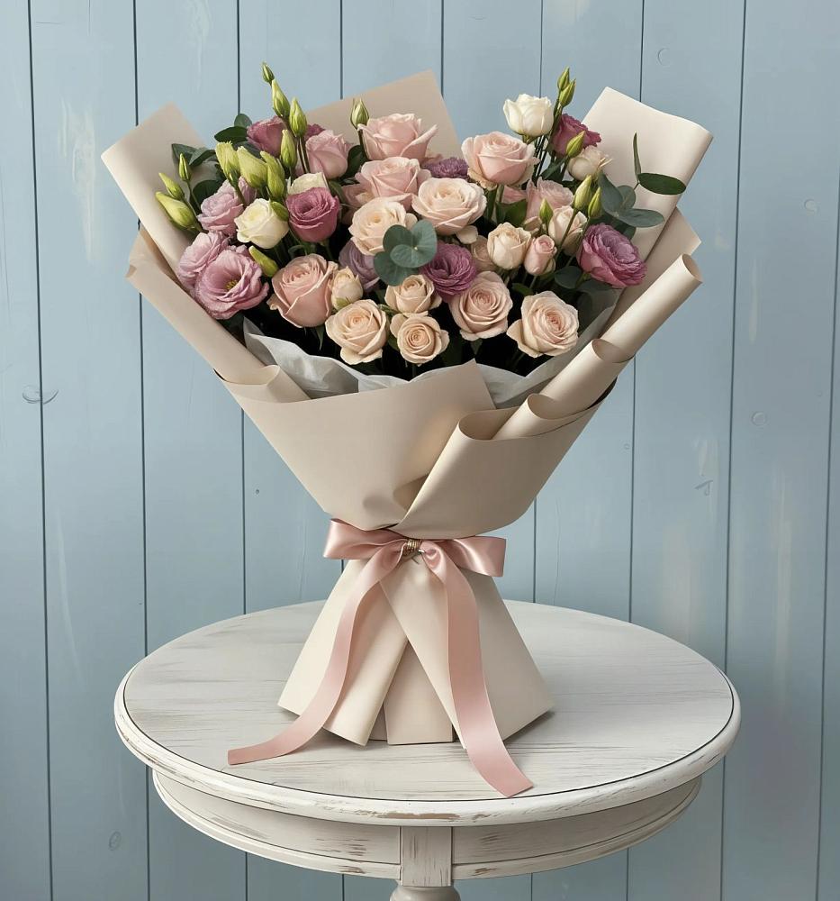 Букет цветов из: Розы и Лизиантусы в Мисайлово