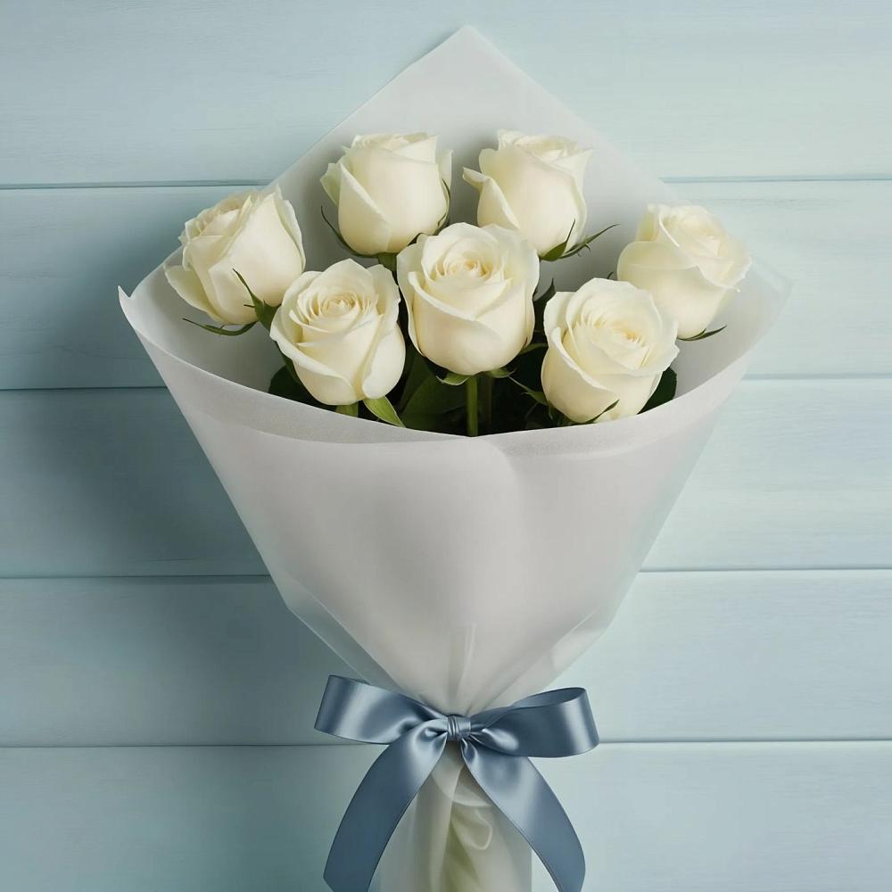 Букет 7 Белых роз Эдлесс Лав в Мисайлово